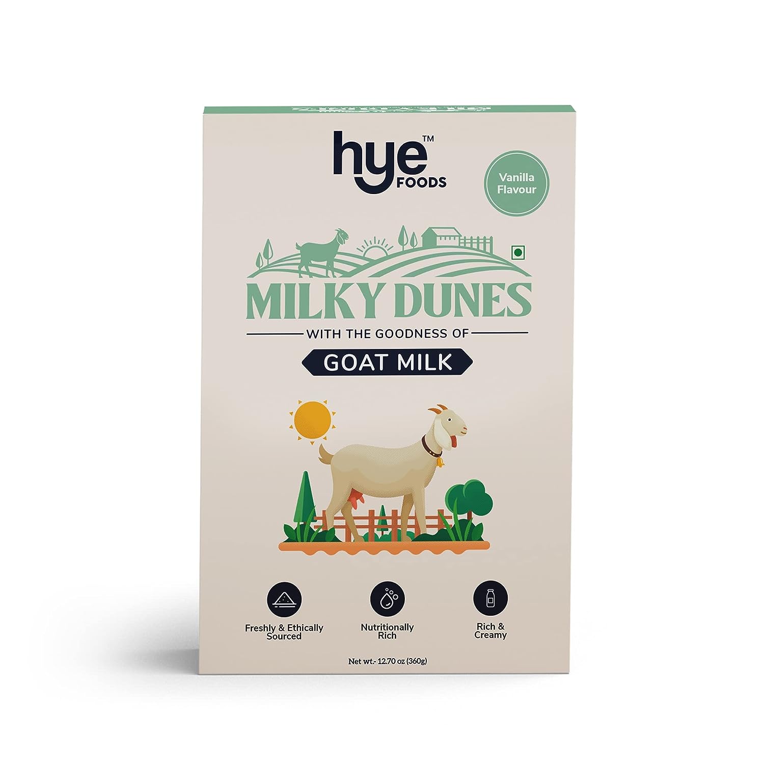 HYE FOODS Milky Dunes Goat Milk Powder | Pasture Grazed ? Vanilla Flavour ? 12.69 Oz (360gms) - Image 5